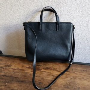 Black faux leather crossbody